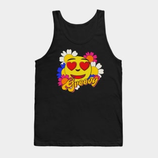 Groovy happy face with flowers Tank Top